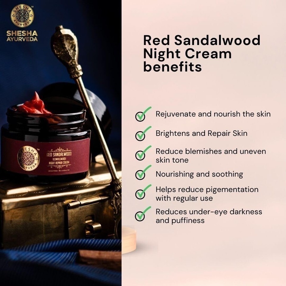 Shesha Ayurveda Red Sandalwood Kumkumadi Night Repair Cream 50gm