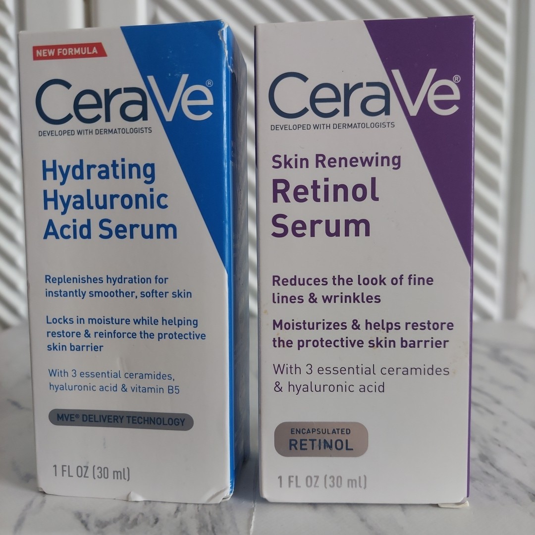 CeraVe Retinol Serum 1oz + Hydrating Hyulronic Acid Serum 1oz Set NEW