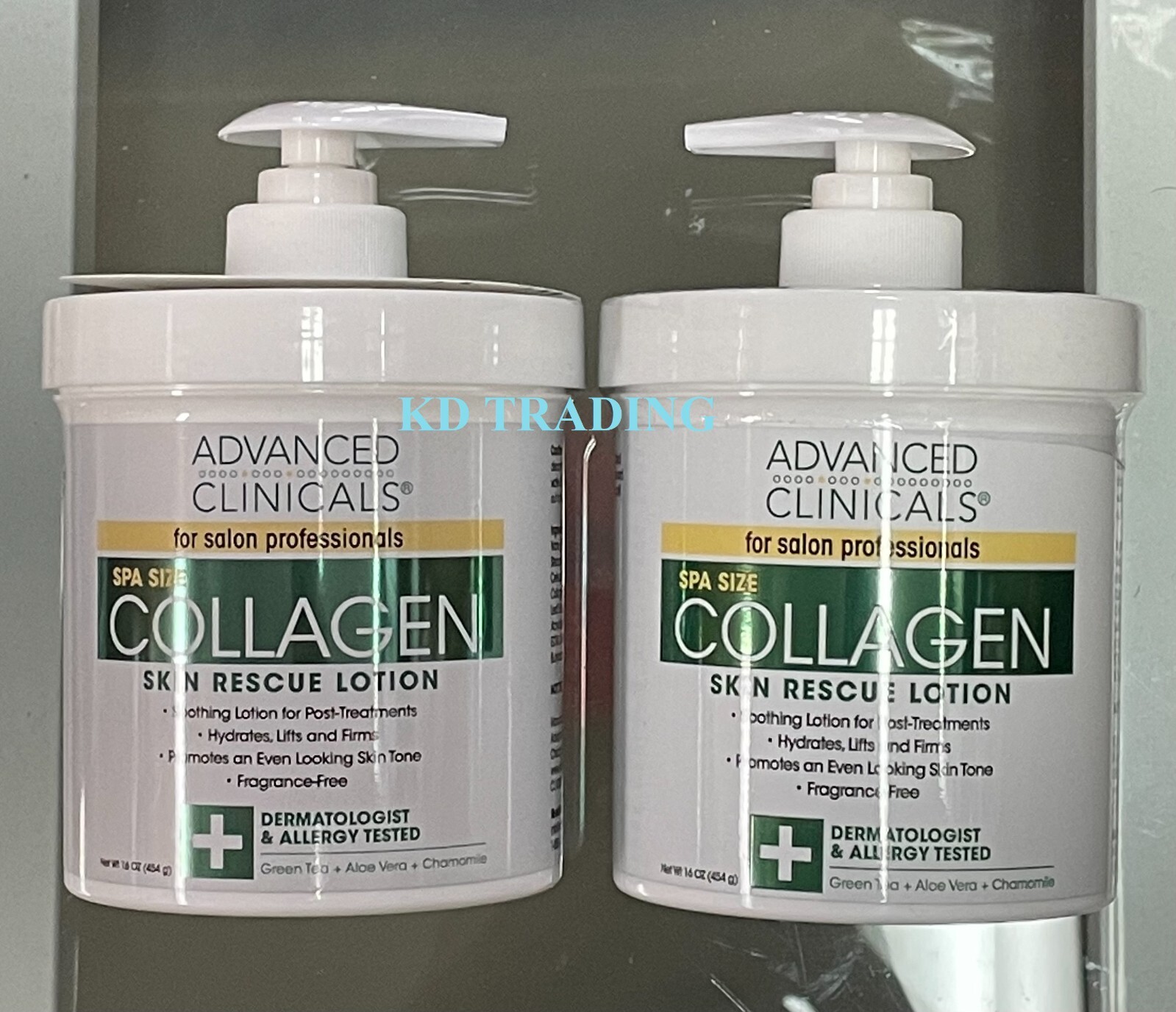 2-Pk ADVANCED CLINICALS Spa Size COLLAGEN Hydrate Lift Firm SKIN RESCUE LOTION