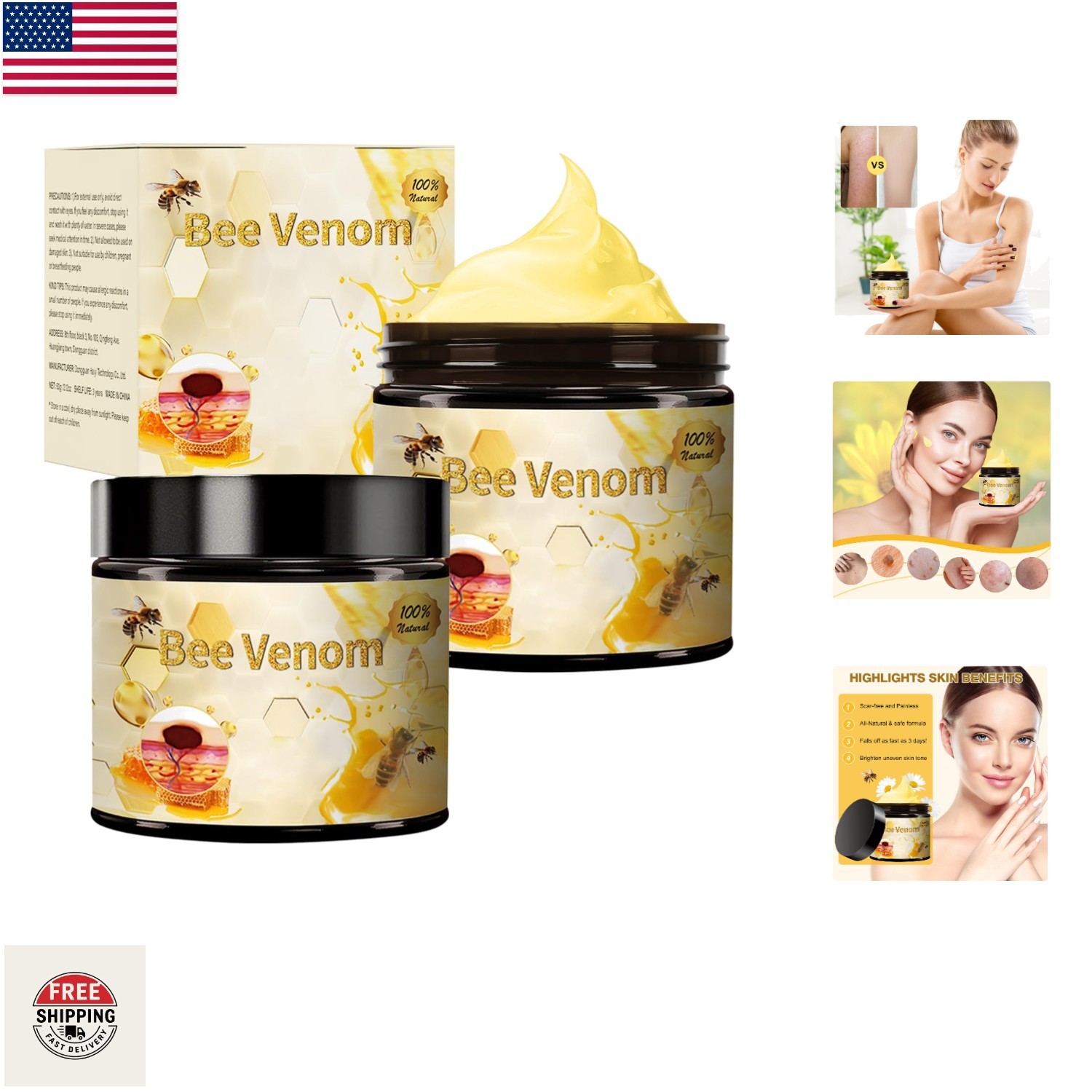 Professional Bee Venom Cream – 2.12 Oz Moisturizing Treatment for All Skin Types