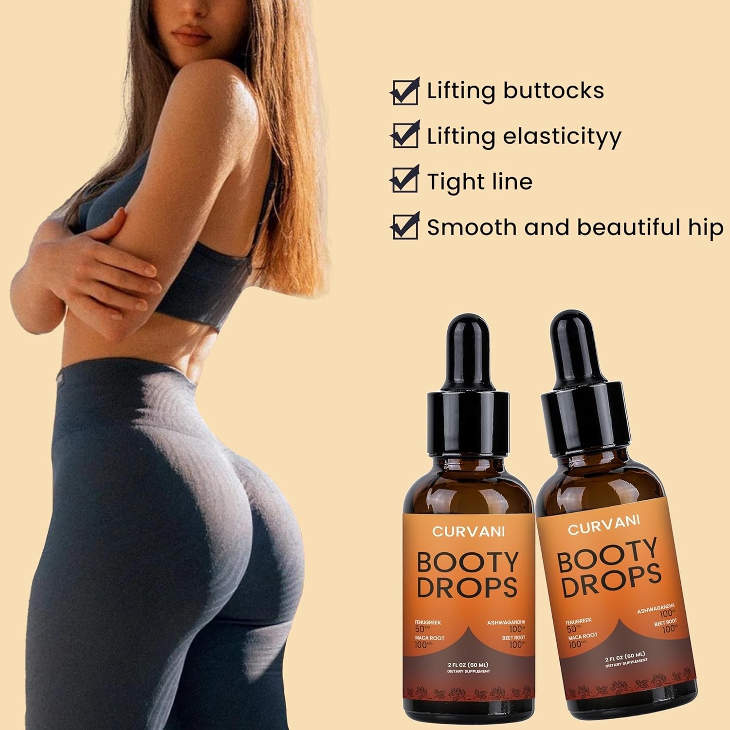 Booty Drops Lifting Serum Concentrated Formula 2 Oz. Custom-Designed for Women’S