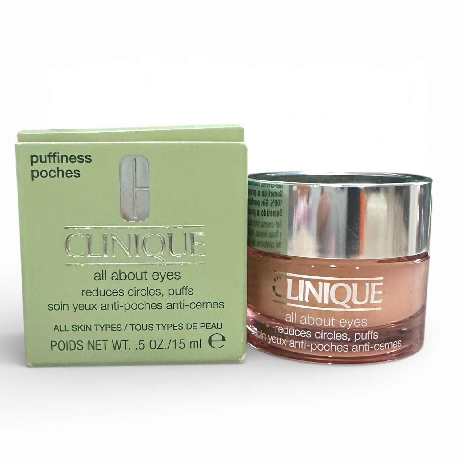 Clinique All About Eyes Reduces Circles Puffs New in Box .5 oz $39 Value