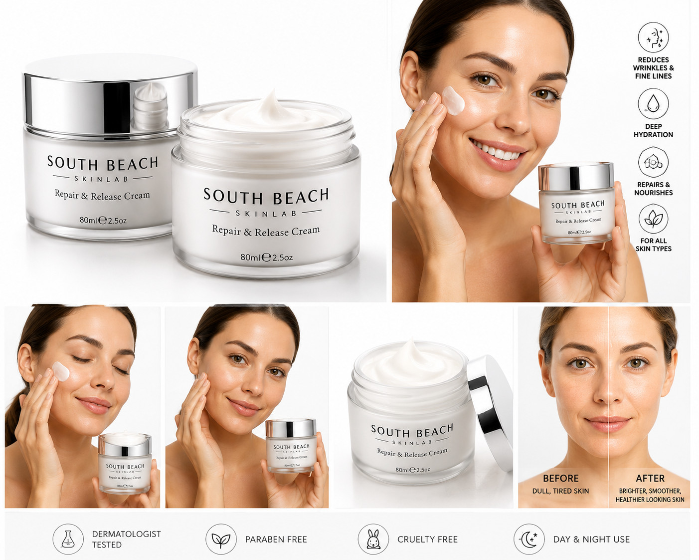South Beach Skin Lab Repair Release Cream Anti Aging Wrinkles Remover (2 Pack)