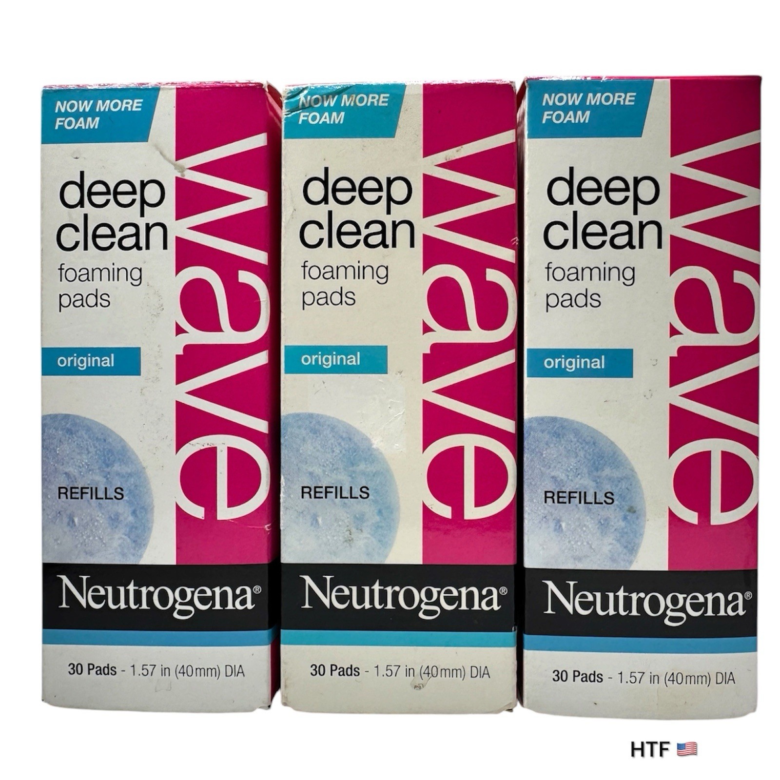 3x Neutrogena Wave Deep Clean Foaming Pads 30 Count Refill New in Package
