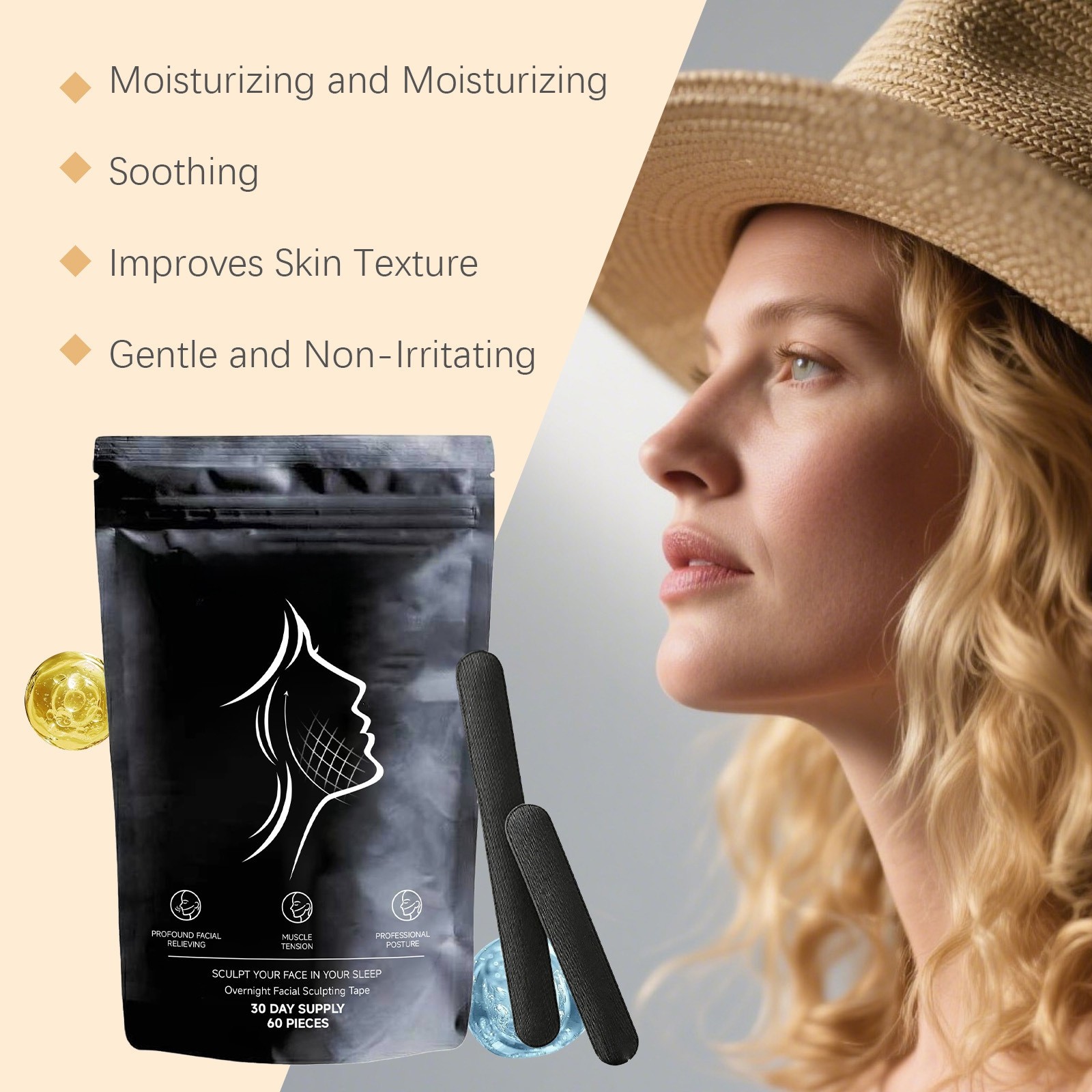 Overnight Facial Care Tape – Gentle Skin Strips for Smoothing & Muscle Tension