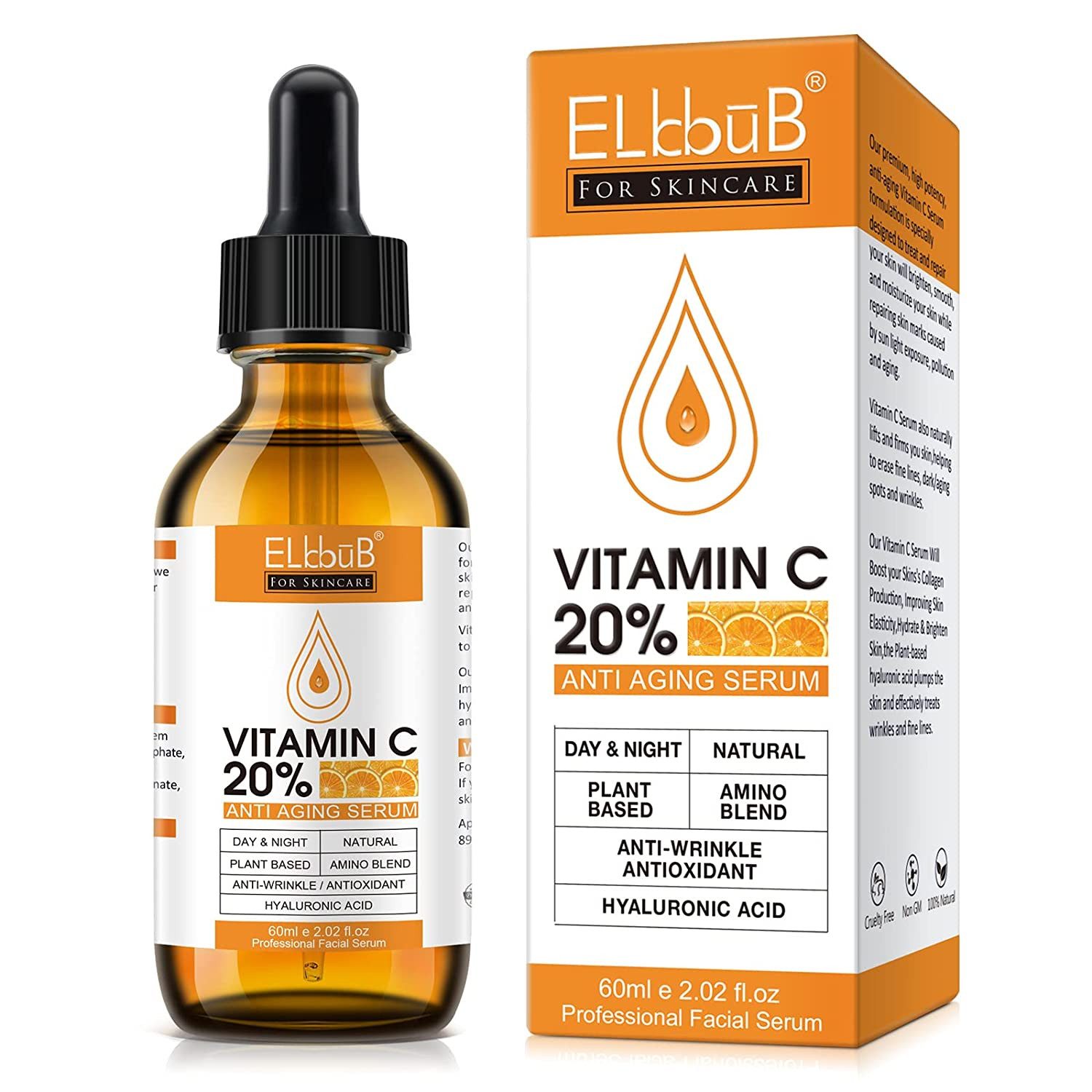 Premium 20% Vitamin C Serum for Face with Hyaluronic Acid