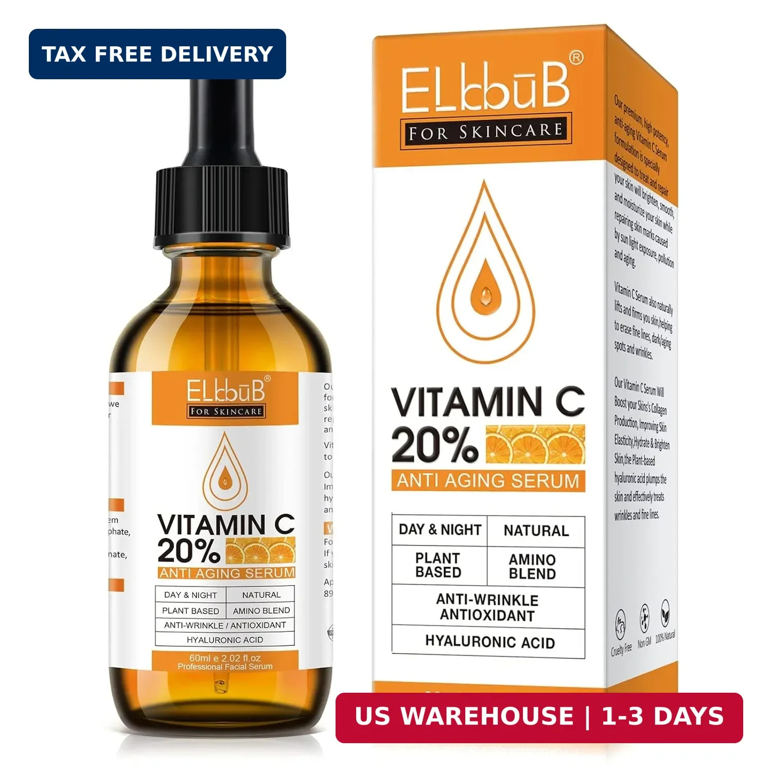 Premium 20% Vitamin C Serum For Face with Hyaluronic Acid, Retinol & Amino Acids