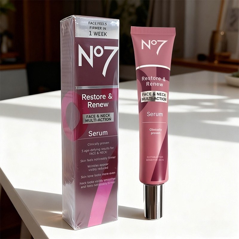 No7 Restore & Renew Multi Action Face & Neck Serum 1.69 Oz / 50ML New in Box