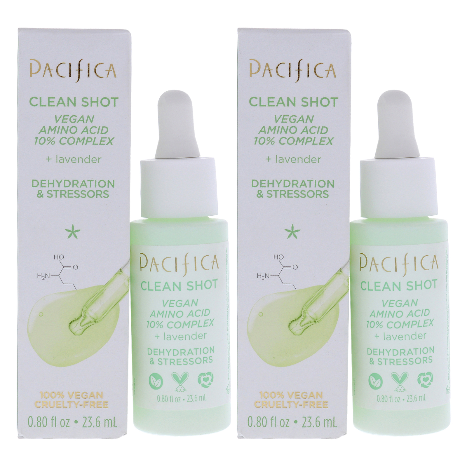 Clean Shot Vegan Amino Acid 10 Percent Complex – 0.8 oz Serum – Pack of 2