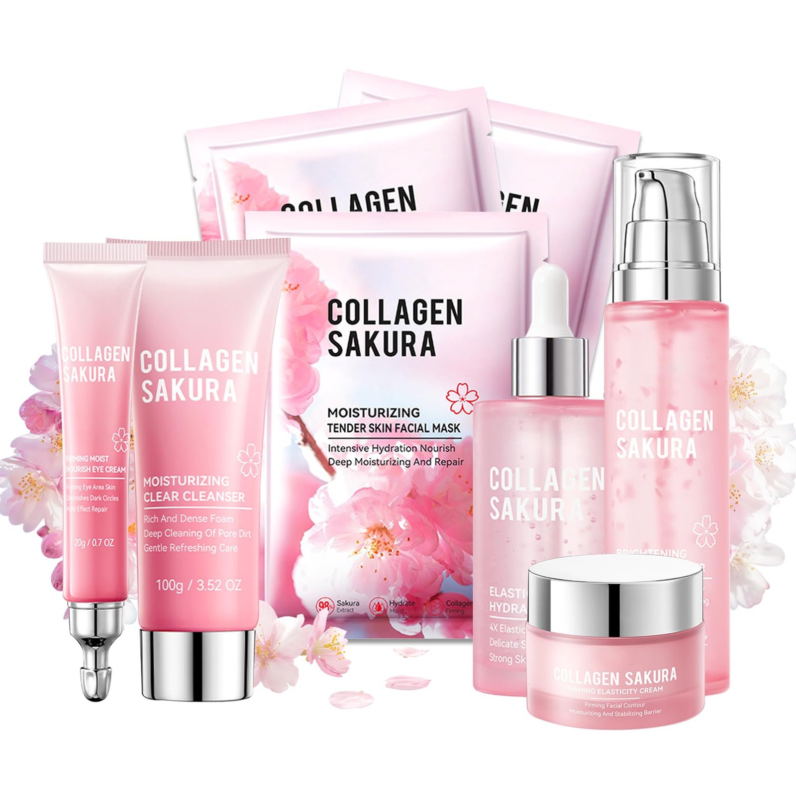 Sakura Skin Care Set,8 Pcs Hydrating Skincare Set Facial Kit for Women and Gi…