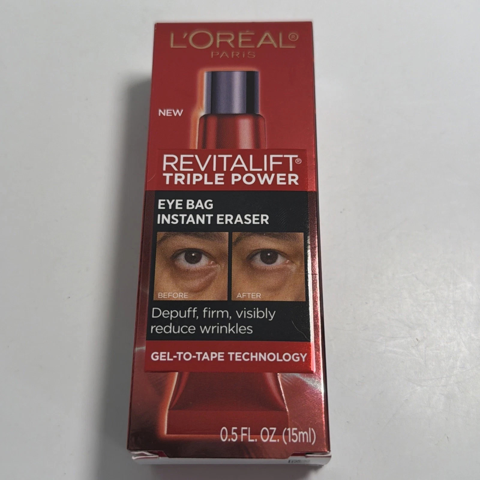 Loreal Revitalift Triple Power Eye Bag Instant Eraser Wrinkle Tightener Gel .5oz