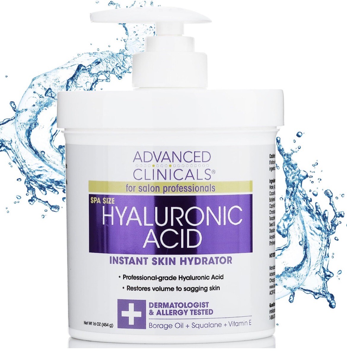 Advanced Clinicals Hyaluronic Acid Instant Skin Hydrator 16oz