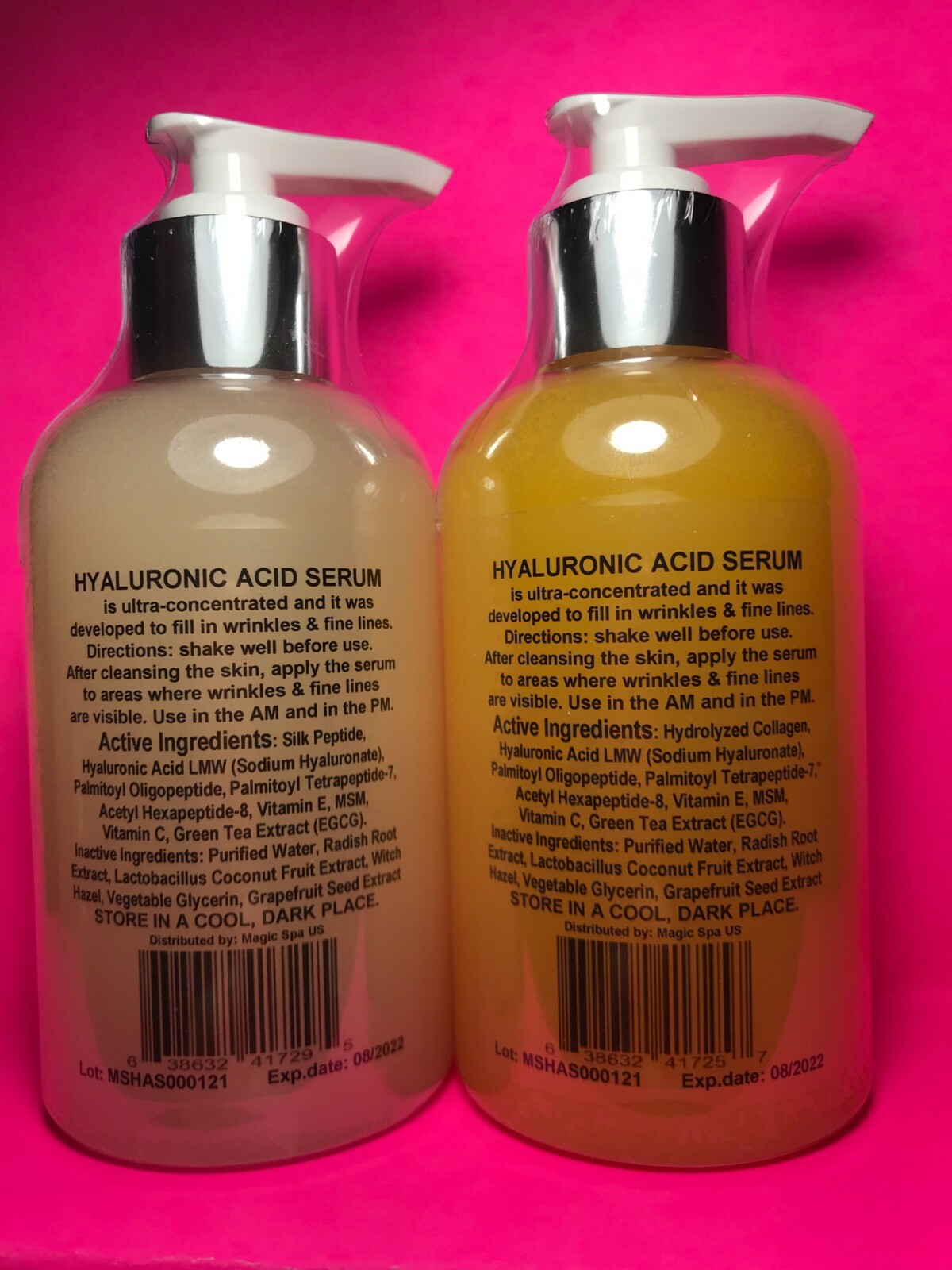 SALE 2*6oz HYALURONIC ACID Serum Silk Peptide Collagen Matrixyl Filler Peptide