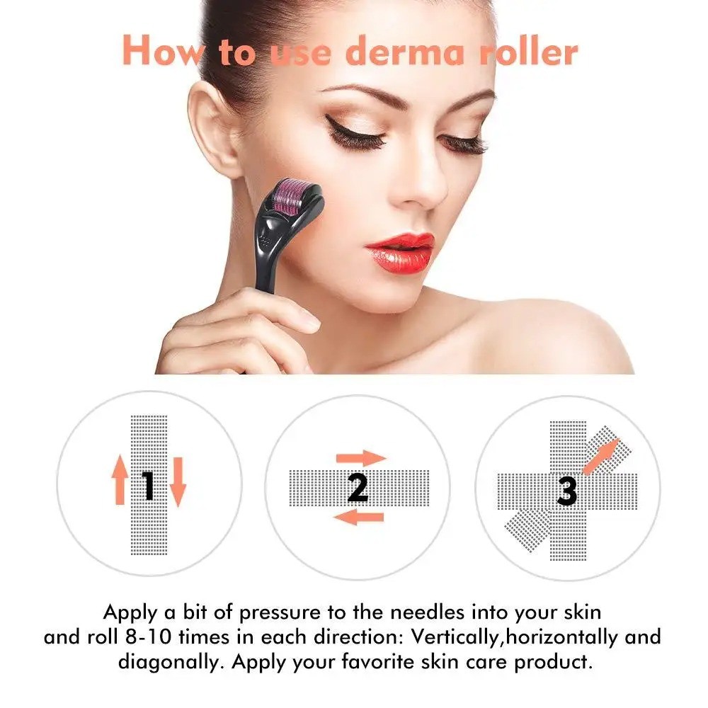 3 Pieces Derma Roller 0.25mm & 0.50mm & 1.50mm 540 Individual Microneedle Roller