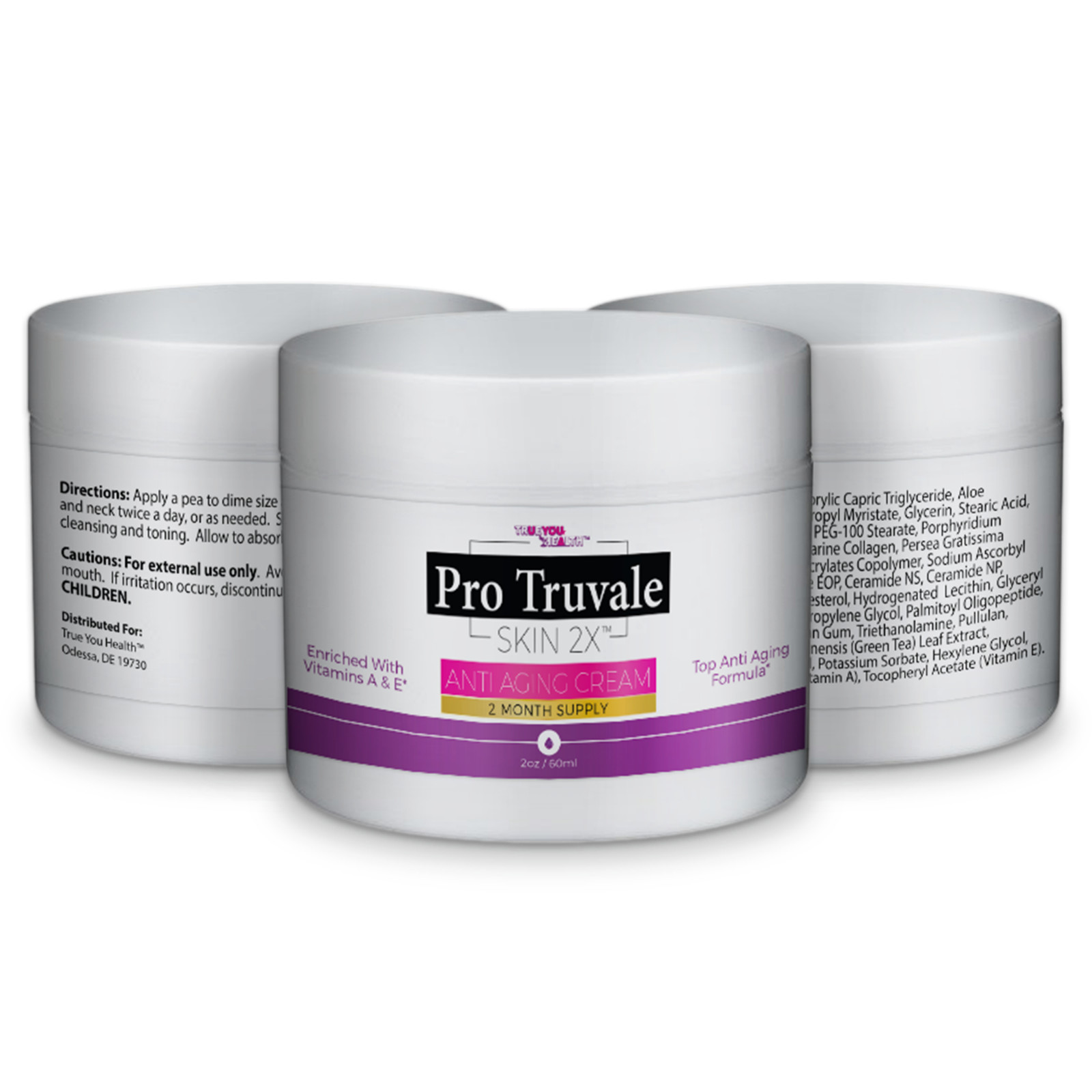 Pro Truvale Skin 2X Cream – Premium Anti Aging Cream – 2 Month Supply – Vitamins
