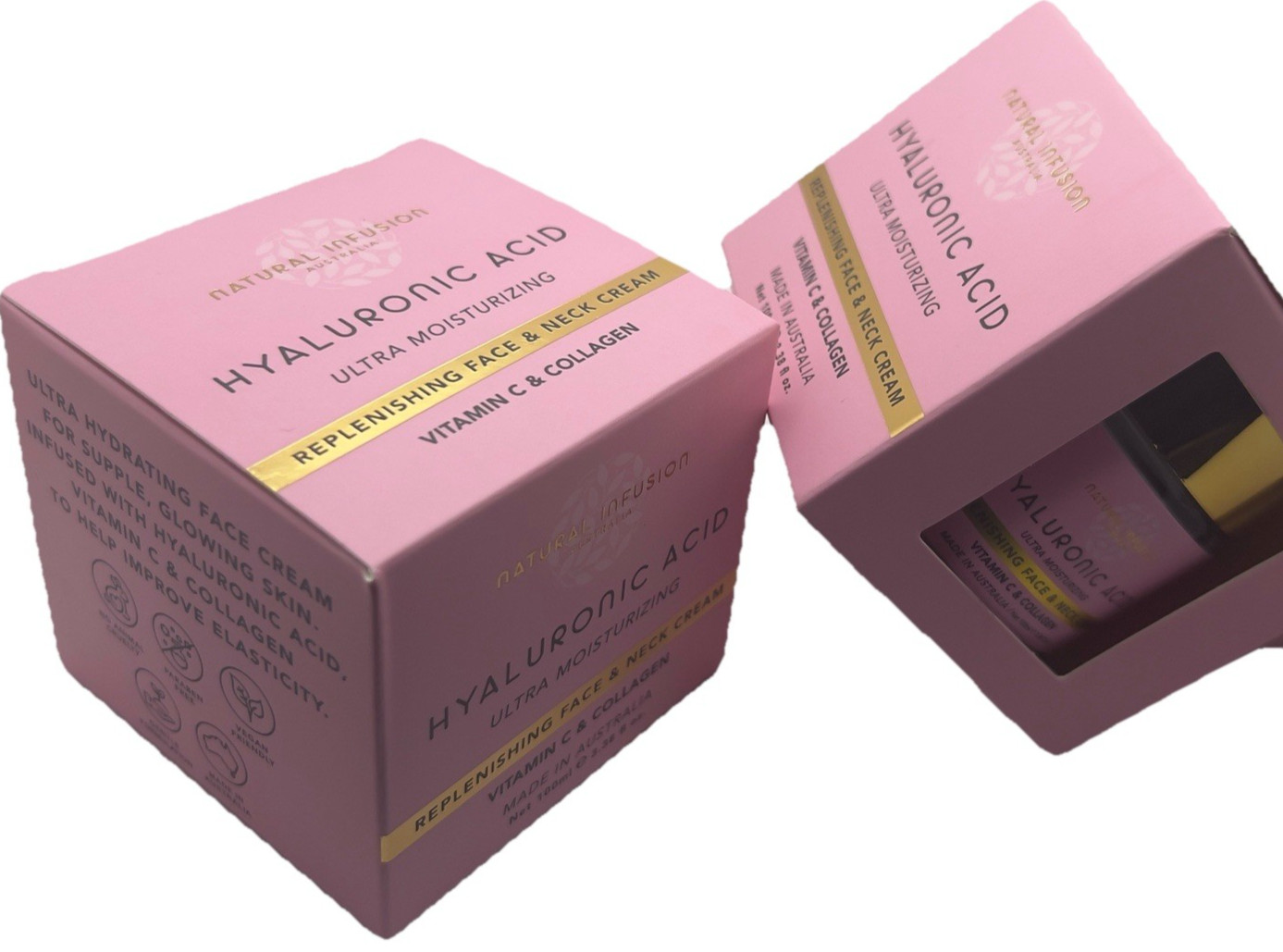 2 Natural Infusion Australia Hyaluronic Acid Face & Neck Cream 3.38 oz Vitamin C