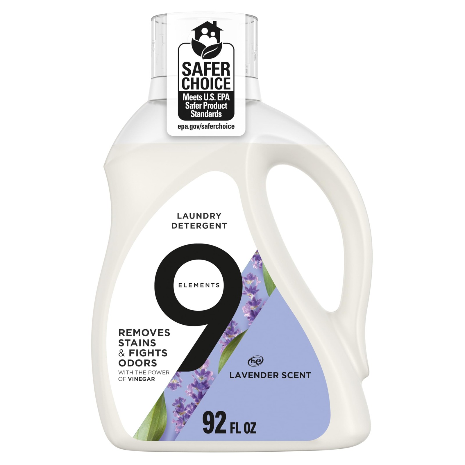 9 Elements Liquid Laundry Detergent, Lavender Scent, 92 Fl Oz (Pack of 1)