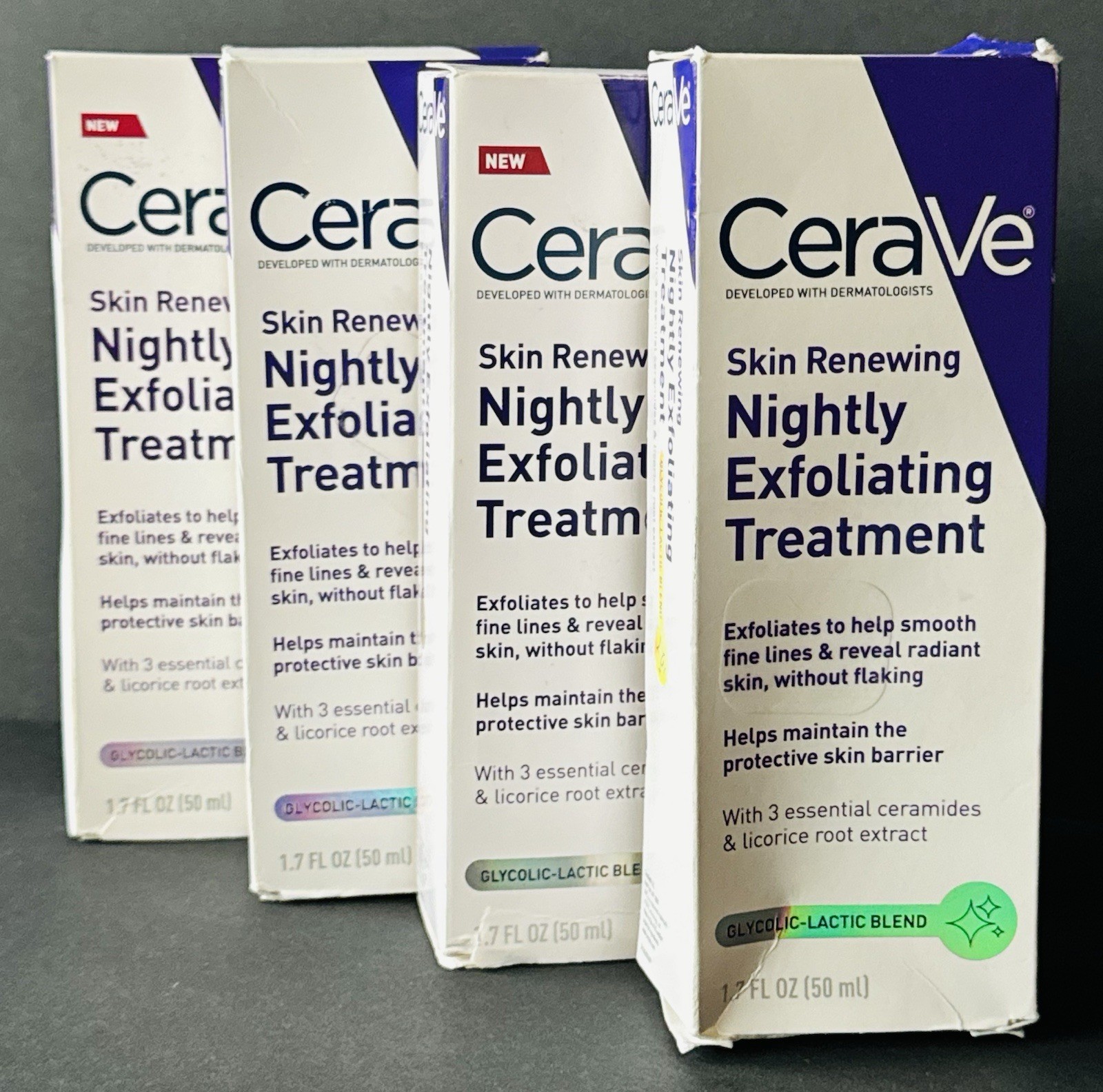 CeraVe Skin Renewing Nightly Exfoliating Treatment Serum Anti Aging 1.7 oz 4Pack