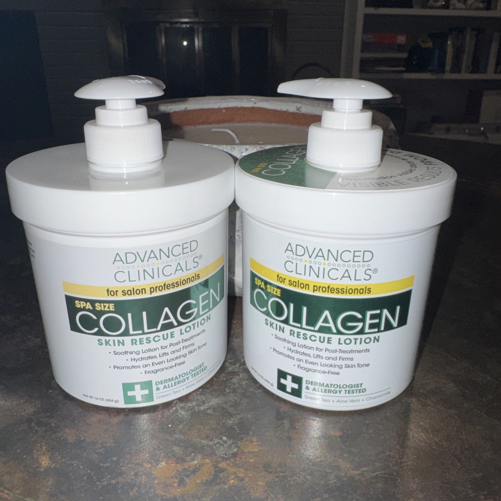 2x Advanced Clinicals Collagen Skin Rescue Lotion Spa Size 16 oz Each FREE SHIP!