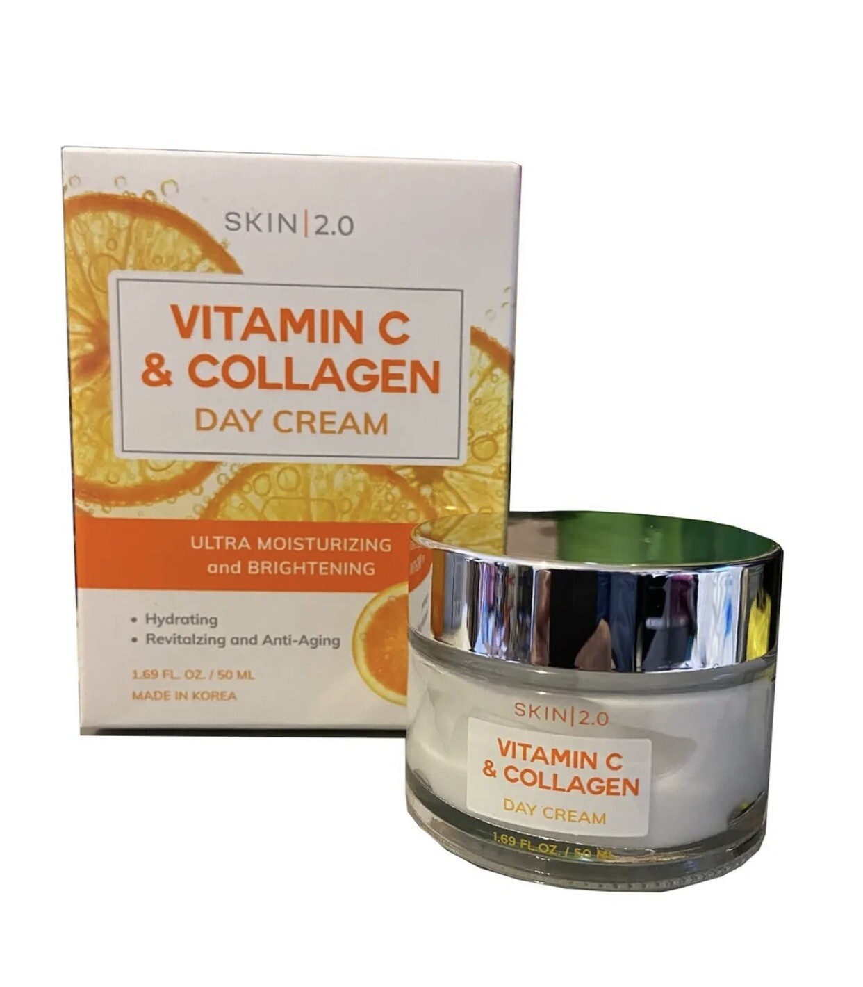 SKIN 2.0 Vitamin C & Collagen Day Cream Moisturizing & Brightening 1.69 oz /50ml