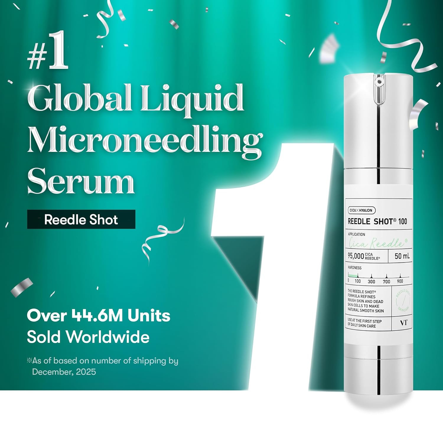 CICA Reedle Shot 100, Spicule Microneedling Serum for Pore Care & Exfoliation, E