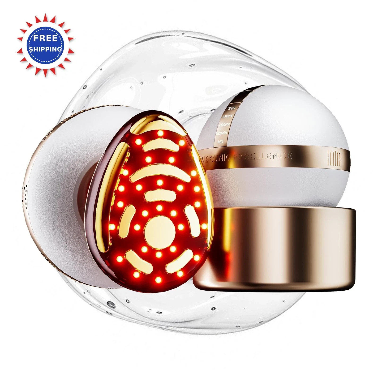 INIA SPHERA 8-in-1 Red Light Thermal Cooling Tool-Microcurrent Facial Device-NIB