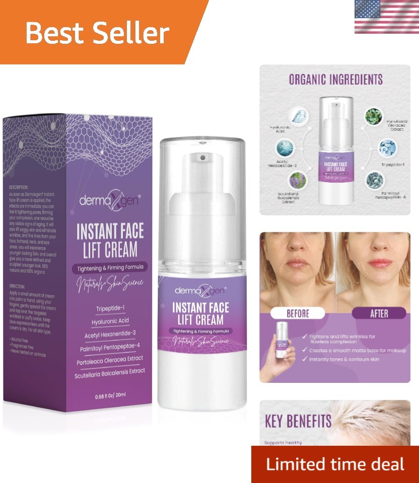 Organic Instant Face Lift Cream with Peptide Complex – 20ml for Youthful Skin