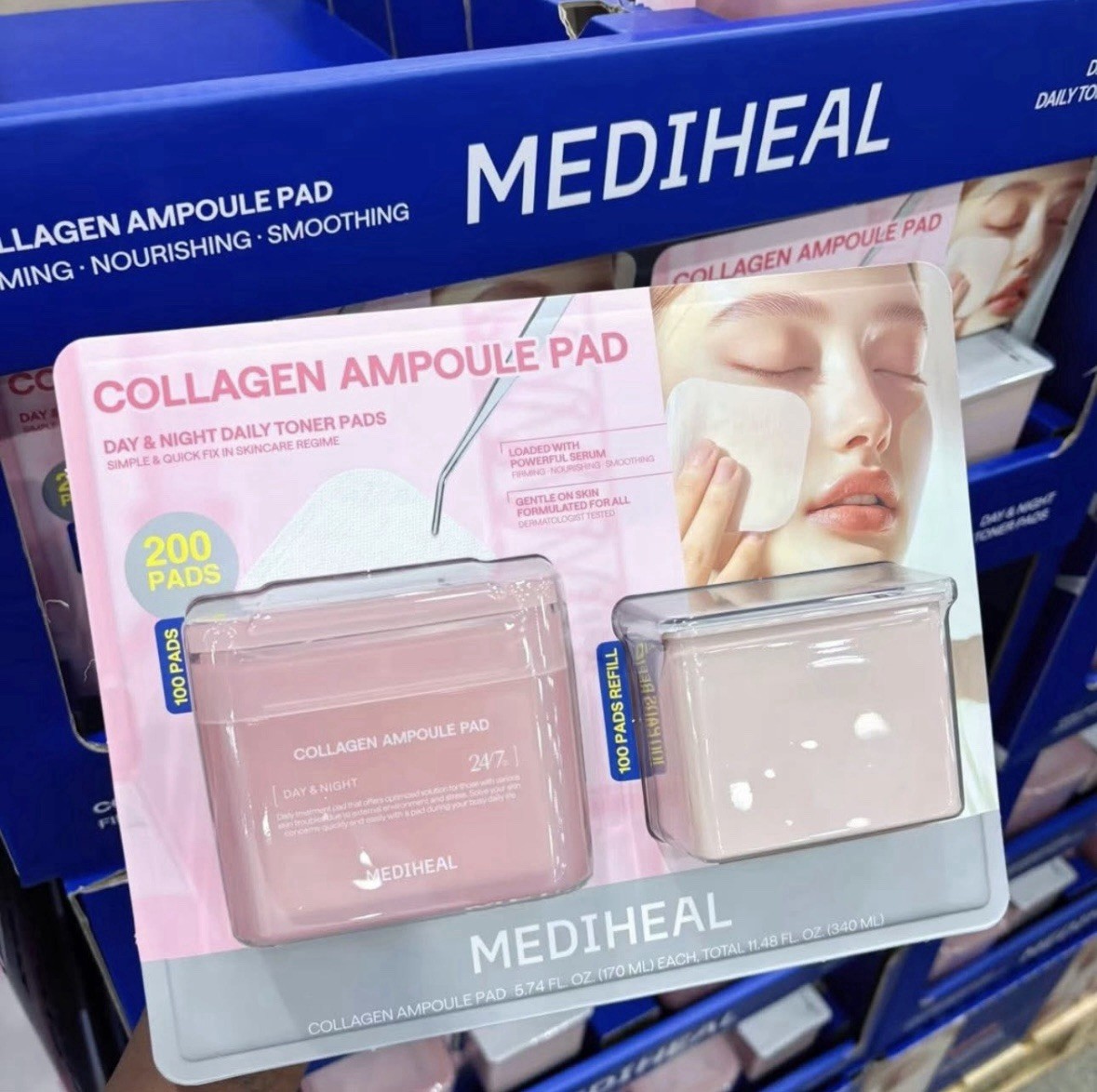 MEDIHEAL Collagen Ampoule Pad Facial Toner Pads Collagen & Ceramide (200 count)