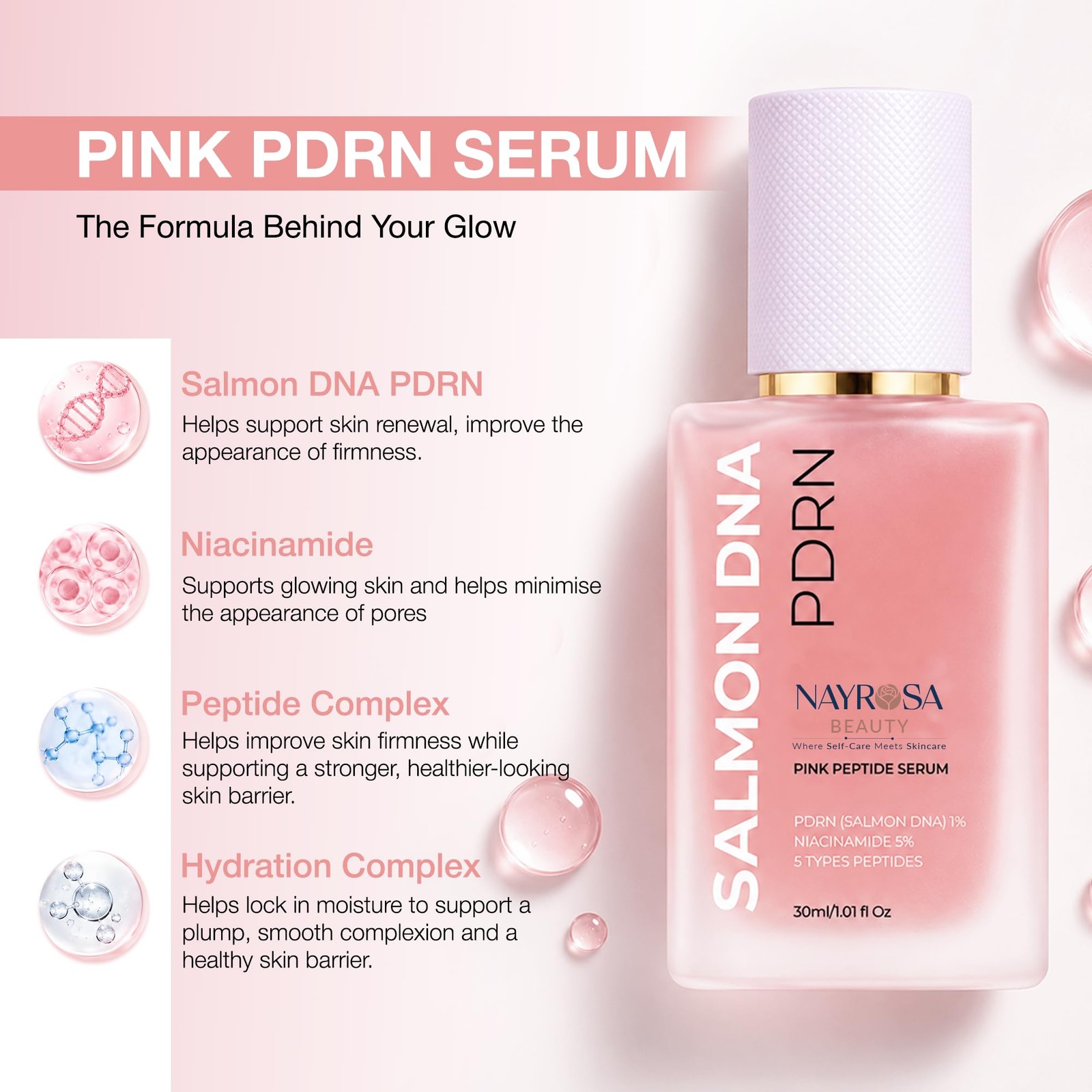 Nayrosa Pdrn Pink Peptide Salmon Dna Serum Pink Glow Serum Niacinamide For