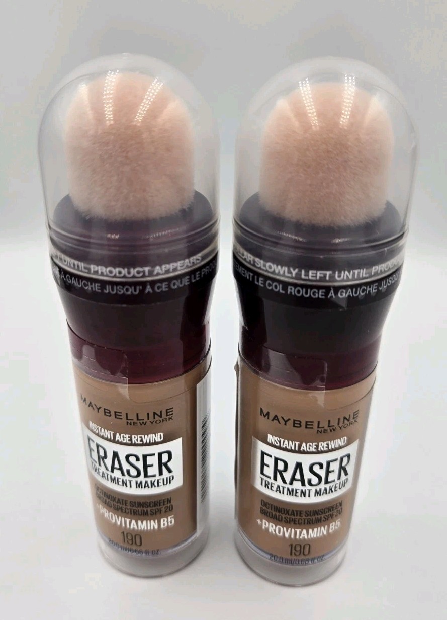 Lot of 2 Maybelline Instant Age Rewind Eraser Treatment Makeup Nude 190 12/25