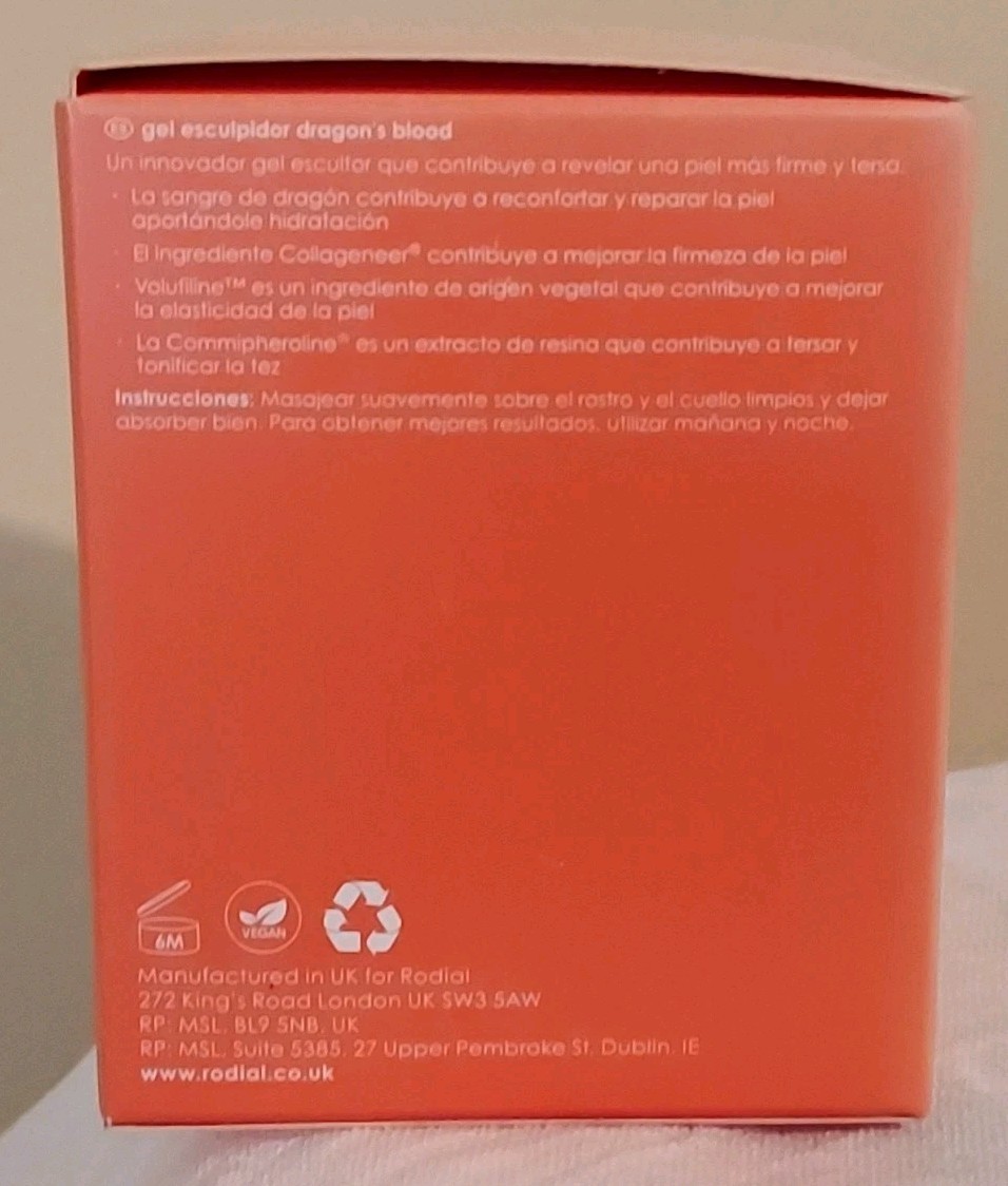Rodial Dragons Blood Sculpting Gel Hydrate + Tone 1.7 fl oz Full Size Brand New