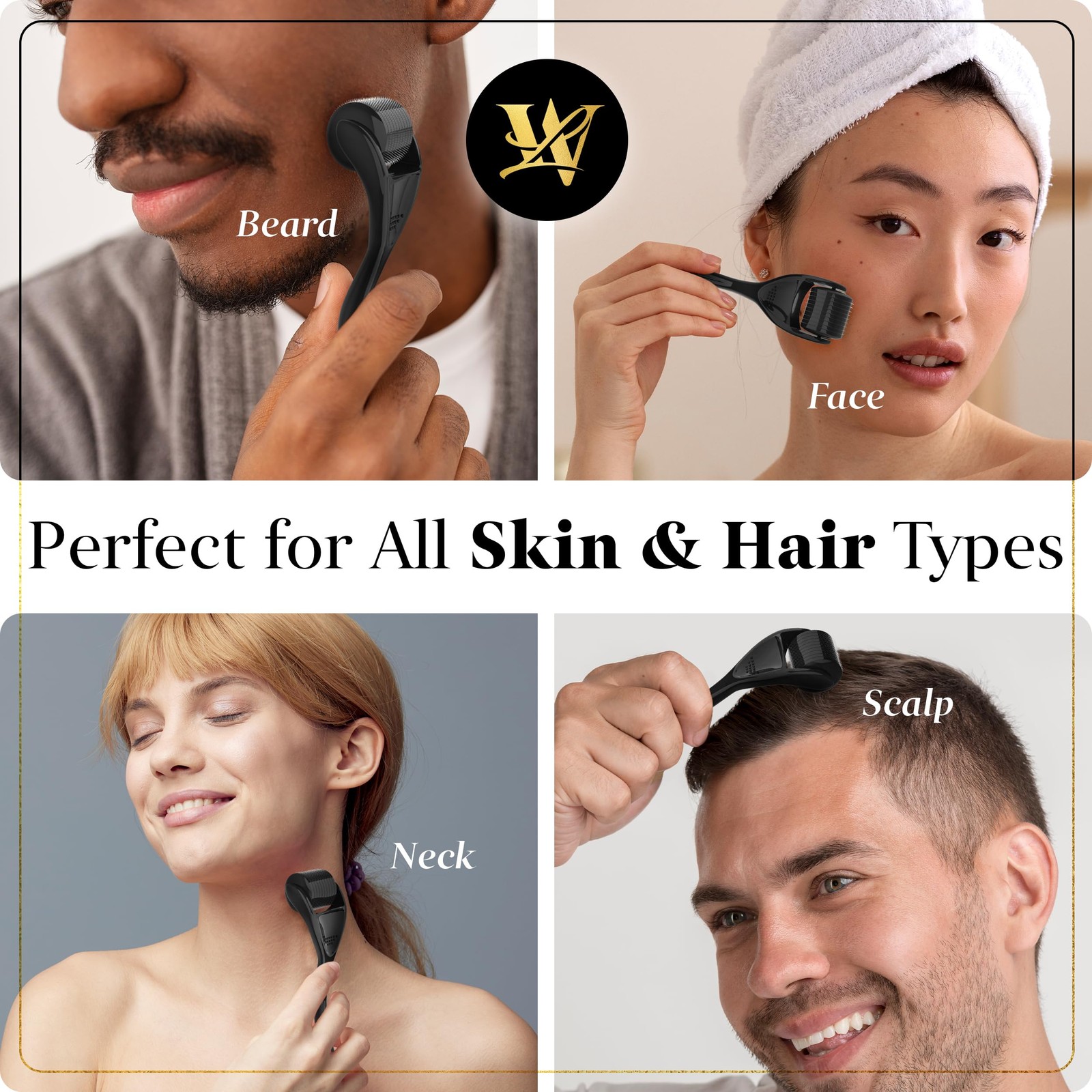 Derma Roller for Skin, Hair & Beard – Women and Men Titanium 1.0 Jet Black