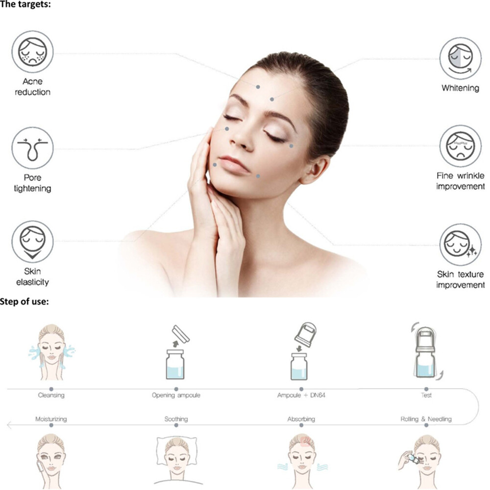 20/64 Pins Titanium Roller System for Facial Skin Care Wrinkle Removal Therapy