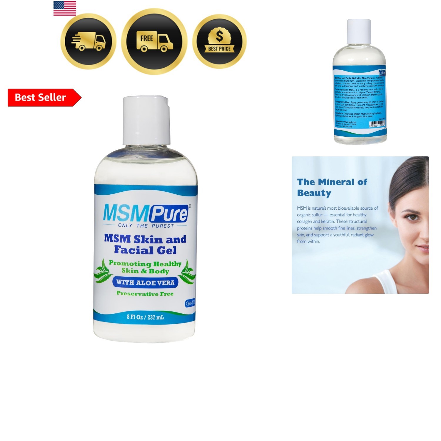 MSMPure Max Strength Skin & Facial MSM Gel with Organic Aloe, 8 oz – Preserva…