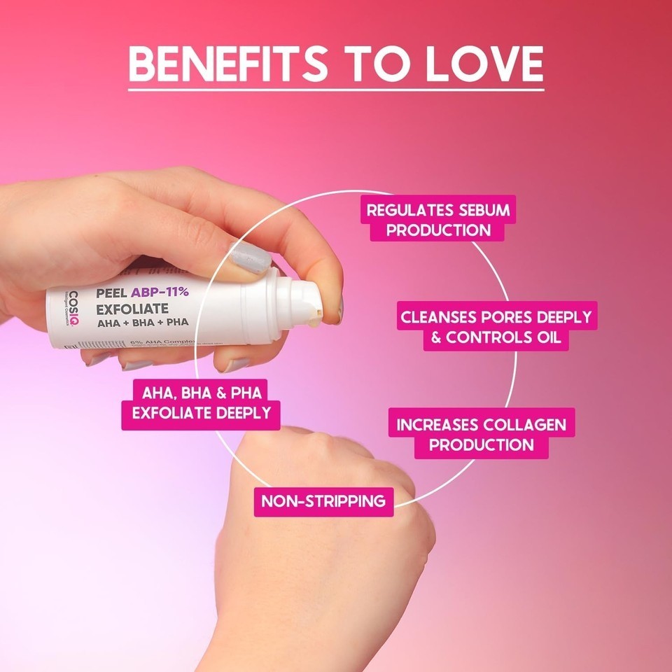 Cos-IQ ABP11% Peeling Solution Serum for Glowing Skin & Smooth Texture 30ml