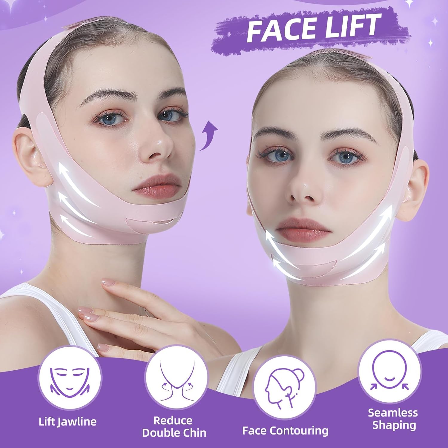 Facial Lifting Belt – V Line Lifting Mask Chin Strap,Face Lift Tape with Adjusta