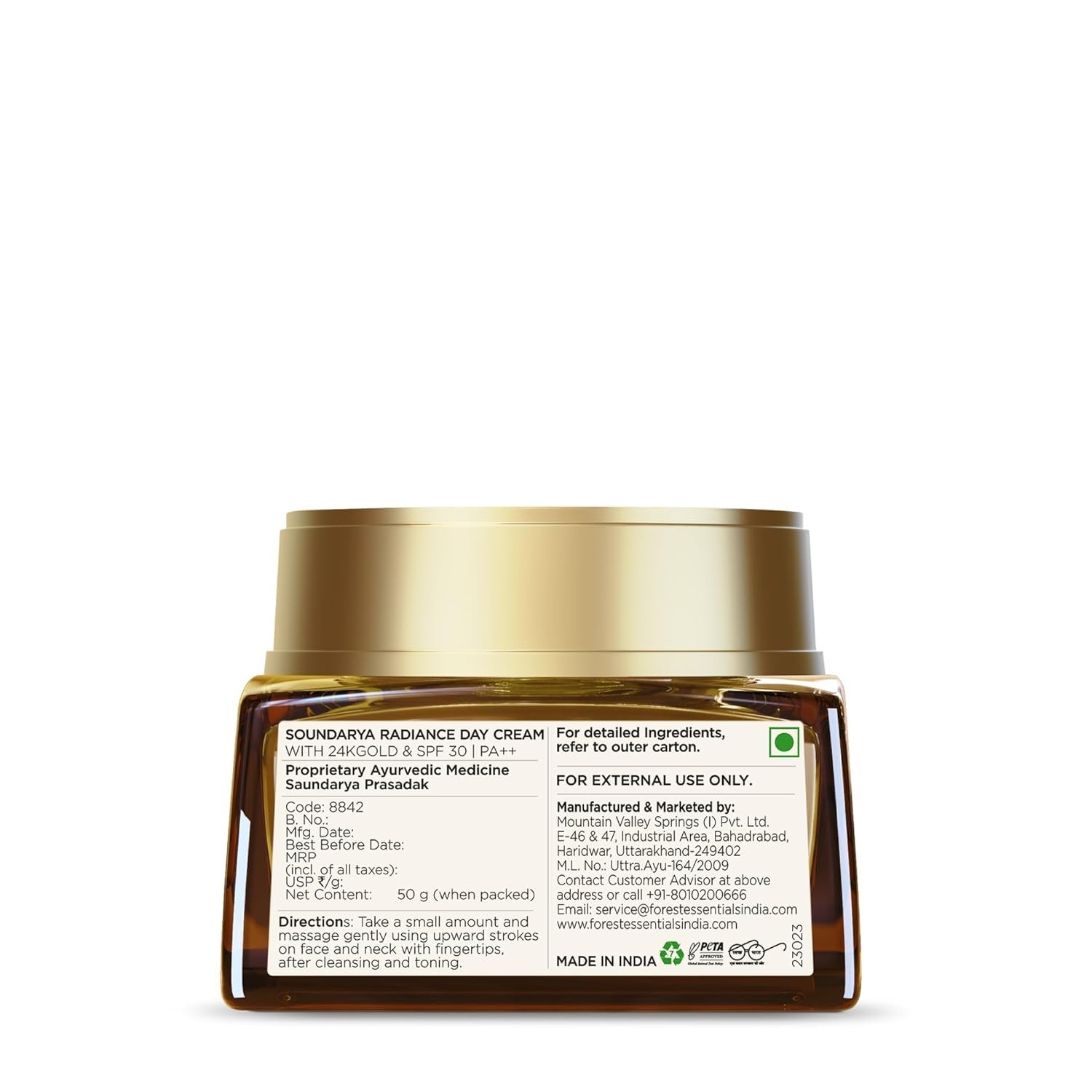 Forest Essentials Bestselling Soundarya Radiance Day Cream 24K Gold SPF 30, 50g