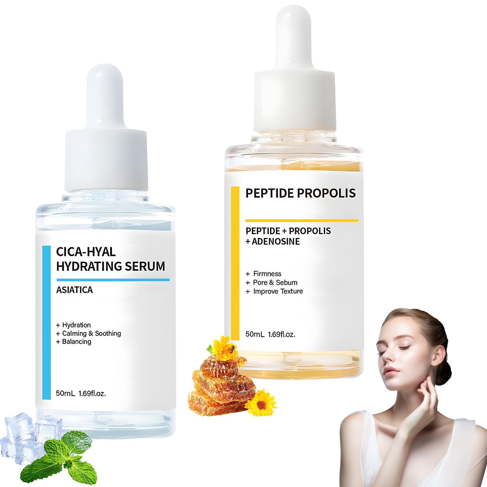 2PCS Hydration & Wrinkle Renewal Serum, with Peptide Propolis Complex,Reduces…