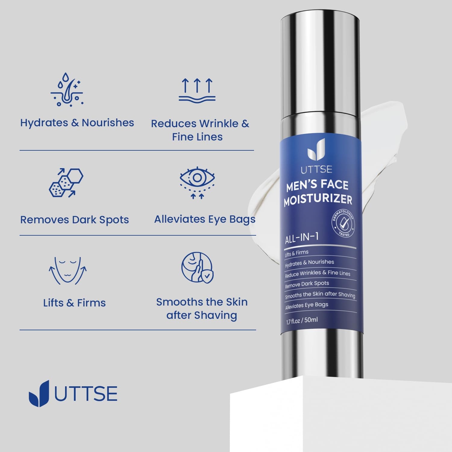 Uttse 6-in-1 Mens Face Moisturizer: Face Cream for Men – Reduce the Look of E…