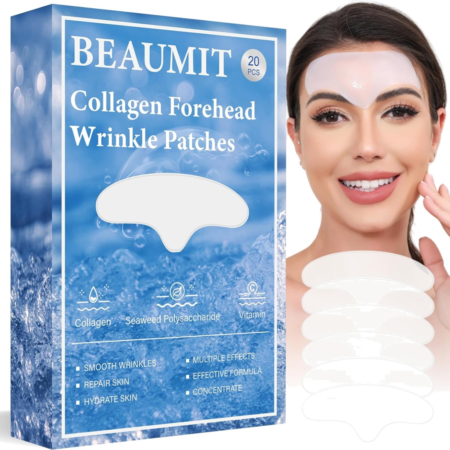 Forehead Wrinkle Patches Overnight 20 pcs with Collagen, Anti Wrinkle Patches…