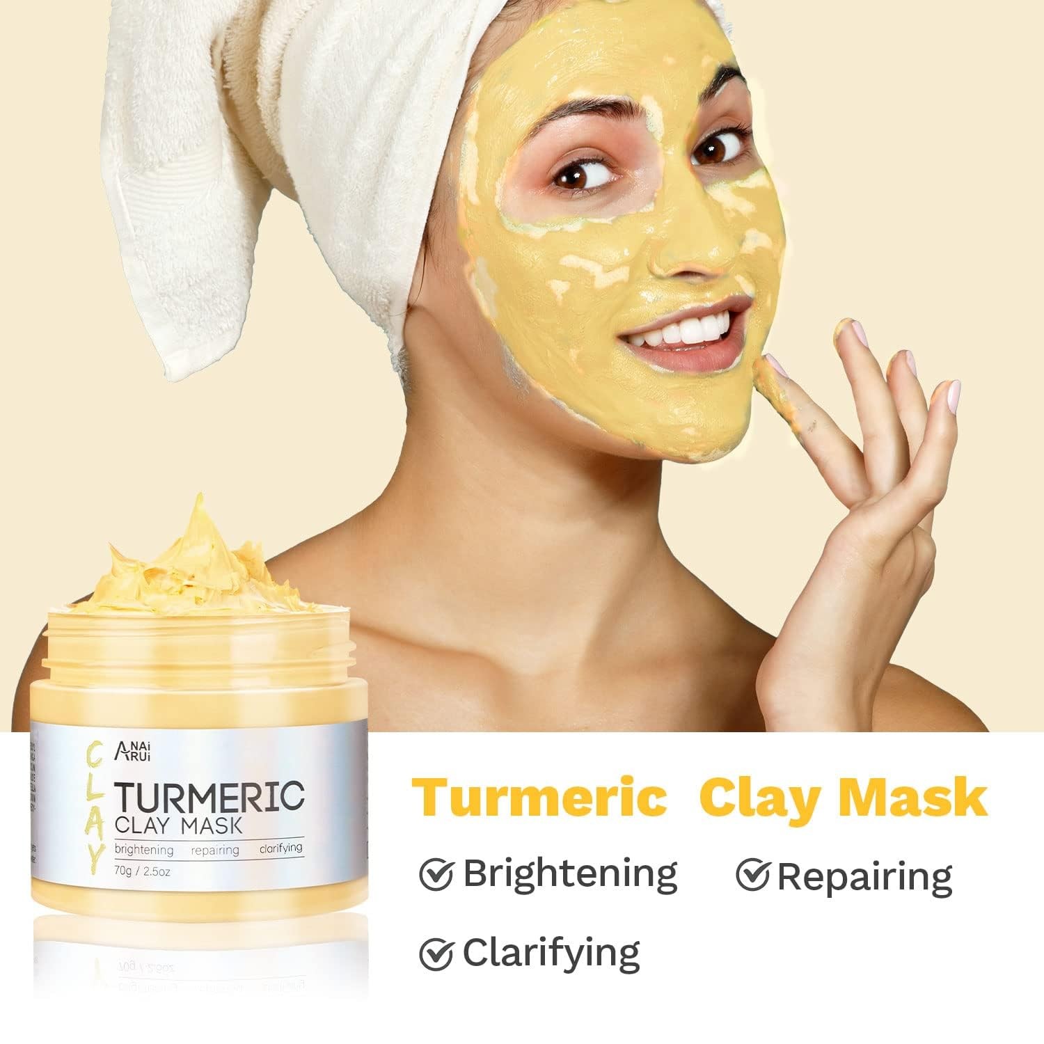 3 Pcs Face Mask Set – Turmeric Clay Mask – Green Tea Face Mask – Dead Sea Mud…
