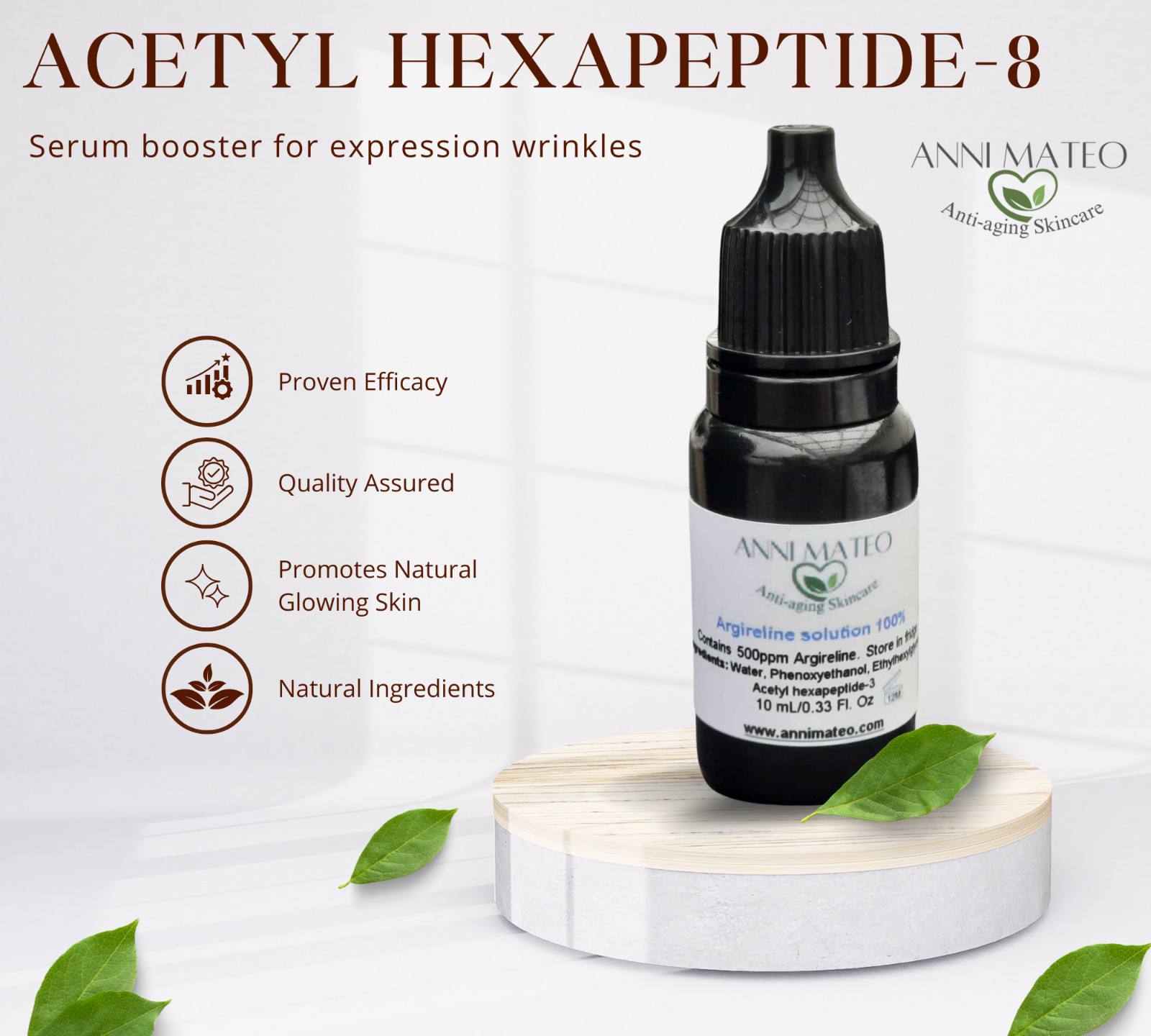 Acetyl hexapeptide-8 Peptide Serum Booster to Combat Facial Expression Wrinkles