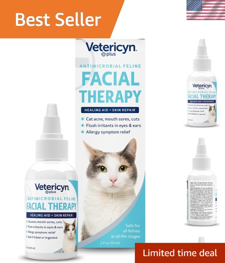 Daily Cat Eye and Ear Care – Plus Feline Facial Therapy (2oz) for Healing