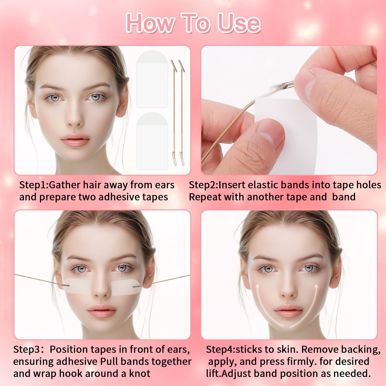 60pcs Face Lift Tape Invisible Instant Lifting with 8 Strings for Wrinkles USNEW
