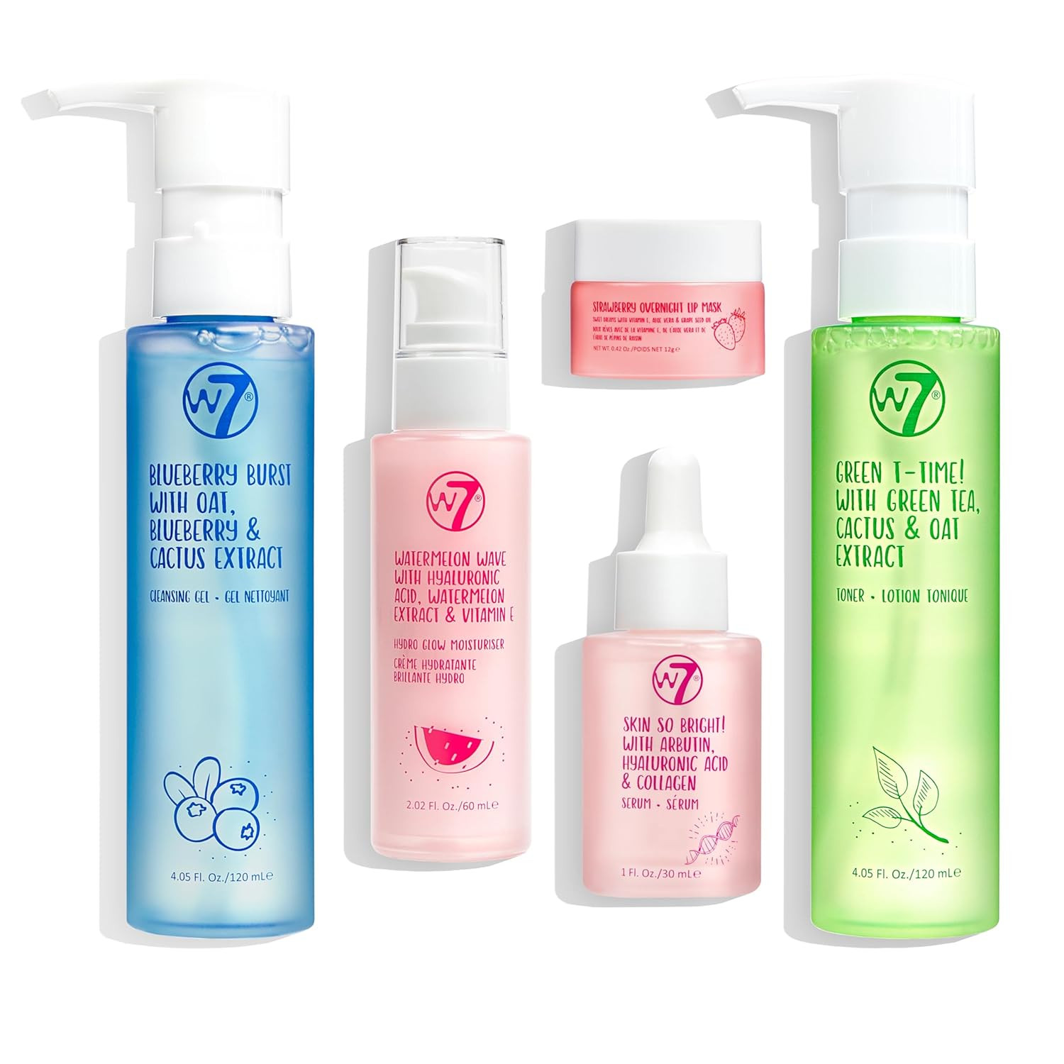 Self Care Skincare Set | Face Cleanser, Toner, Serum, Moisturizer & Lip Mask | C