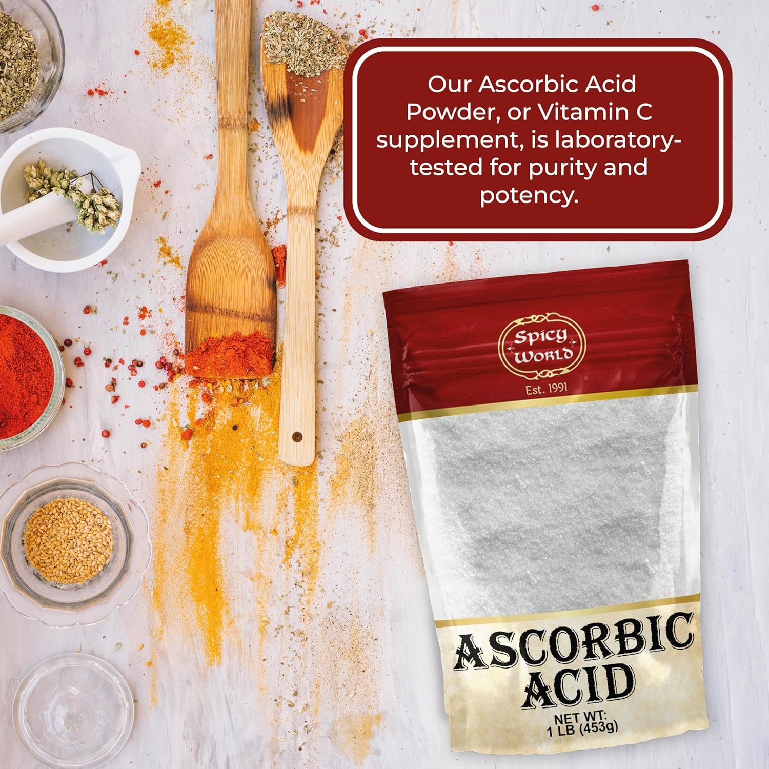 Ascorbic Acid 1 LB Bulk Bag – Pure Vitamin C Powder – 100% Pure, Food Grade