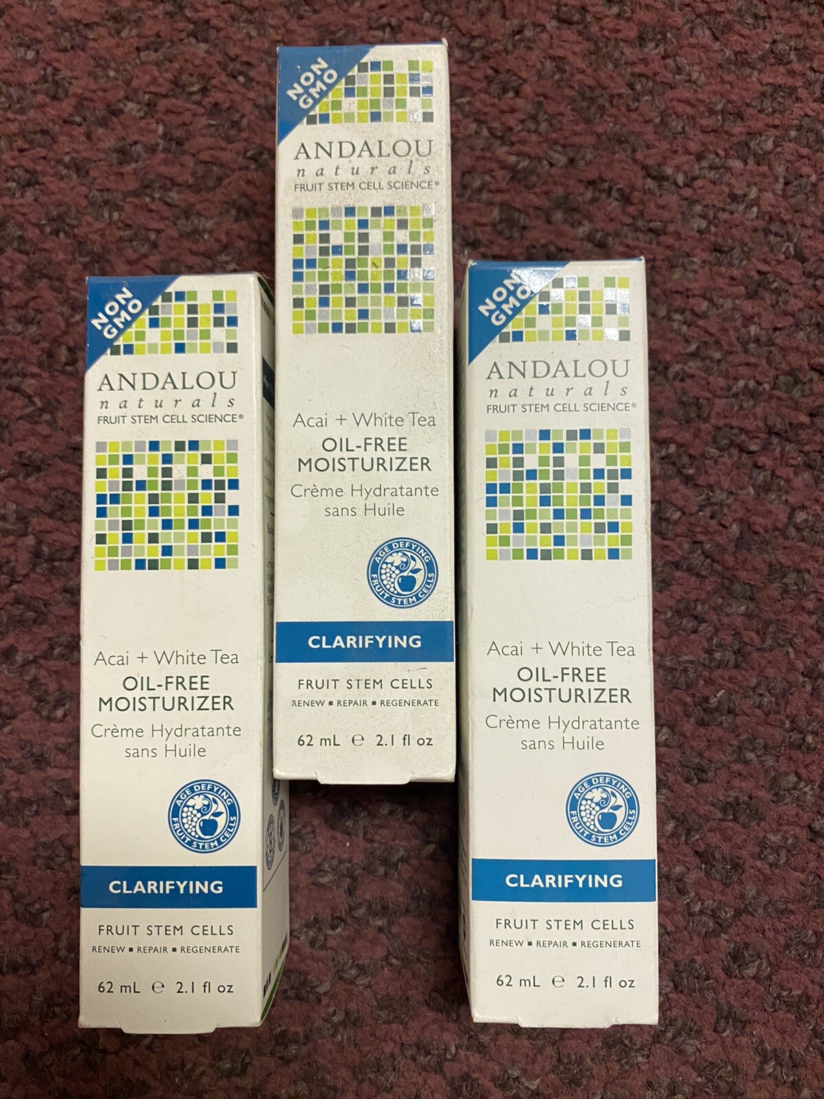 3X Andalou Naturals Fruit Stem Cell OIL FREE MOISTURIZER CLARIFYING 6.3 OZ TOTAL