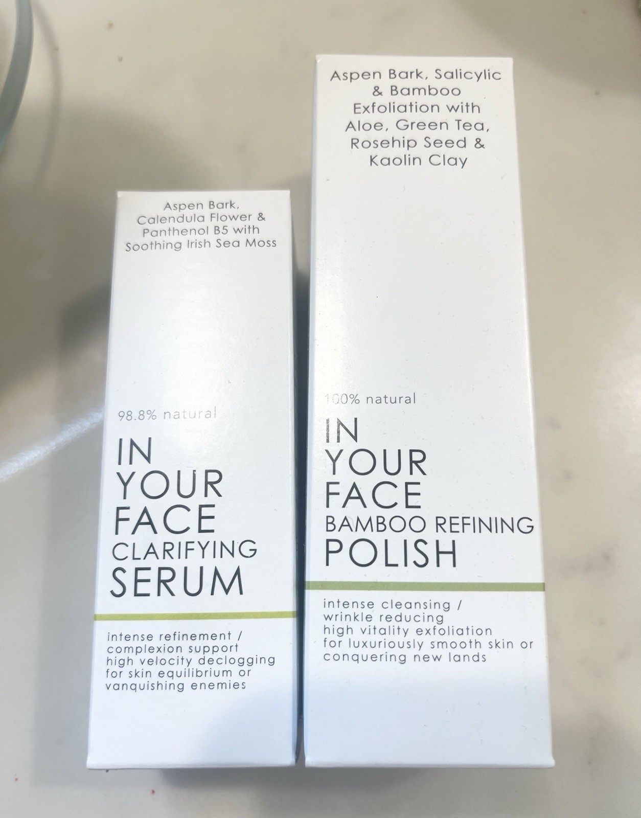 Never Opened In You Face Skincare. Bamboo Polish and Clarifying Serum 2oz/1oz