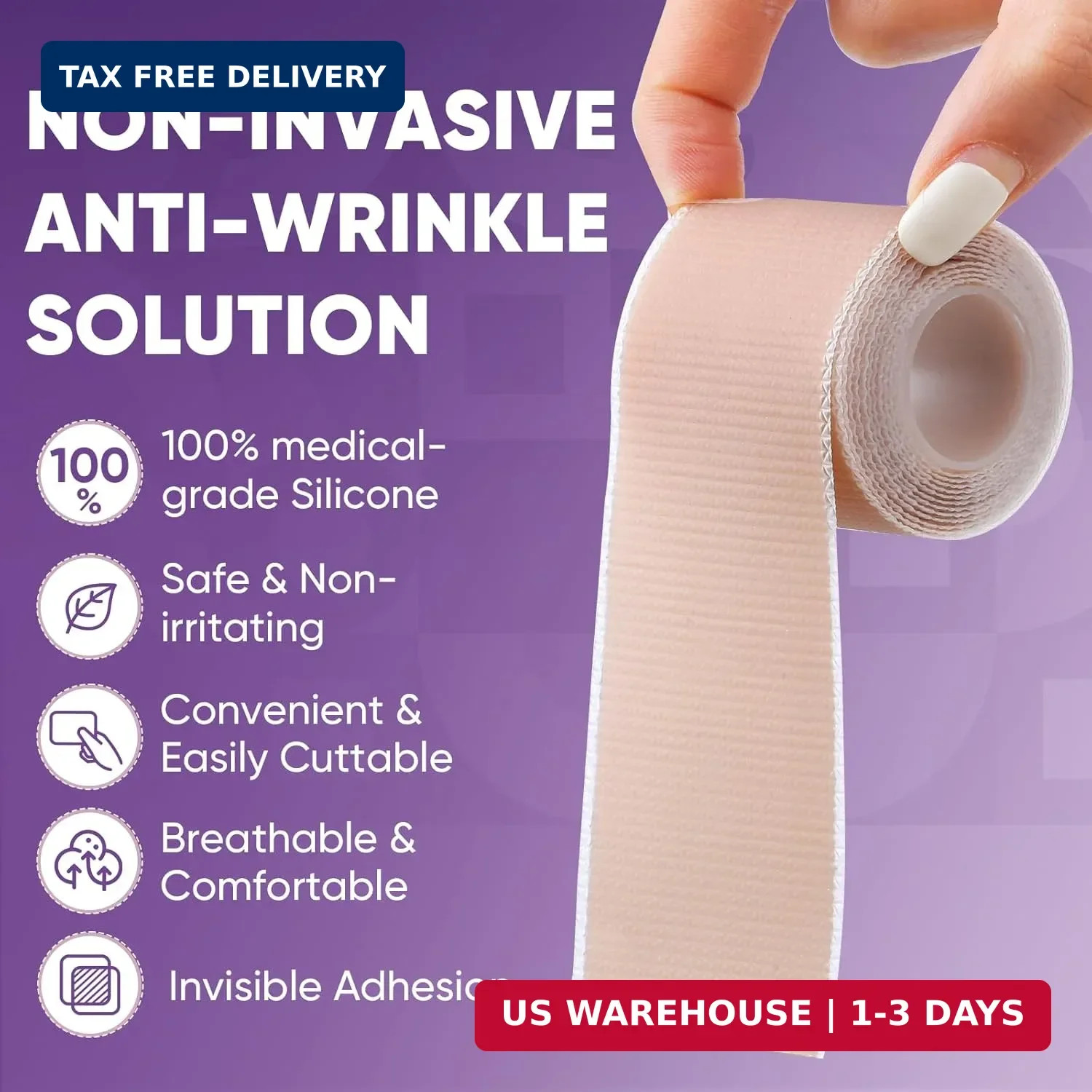 TEAWOO Anti Wrinkle Silicone Scar Tape for Face, Wrinkle Patches for Face FAST
