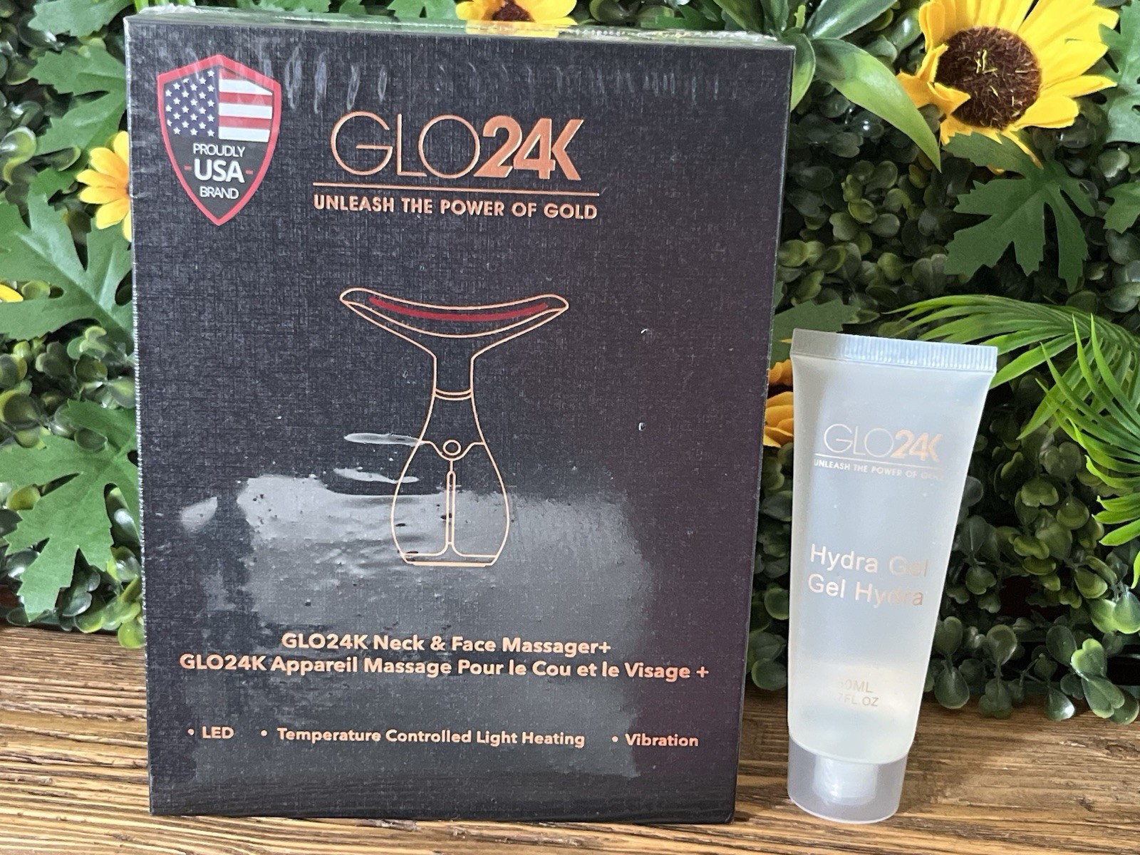 GLO24K Face & Neck Massager Beauty Device – Anti-aging LED Light Therapy ~SEALED